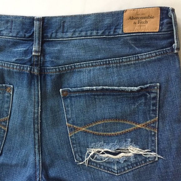 Abercrombie & Fitch Denim Distressed Blue Jean Shorts Size 4 / 27 - Picture 5 of 10